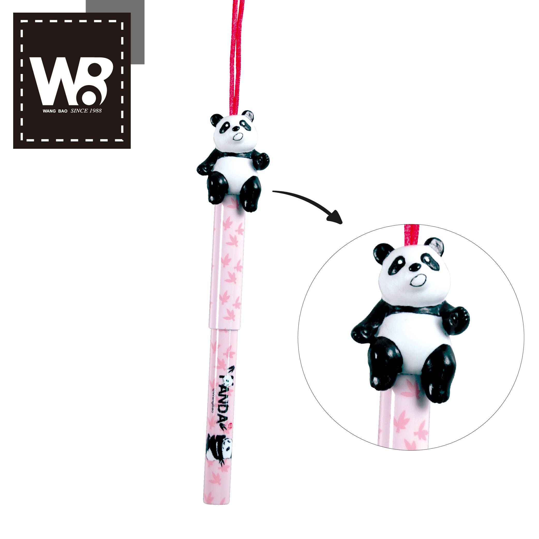 貓熊造型公仔項鍊吊繩 水性鋼珠筆
